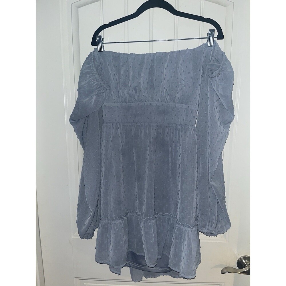 Altar'd State Blue Swiss Dot Size XL Coquette Mini Dress Back Out/Tie Party Flow